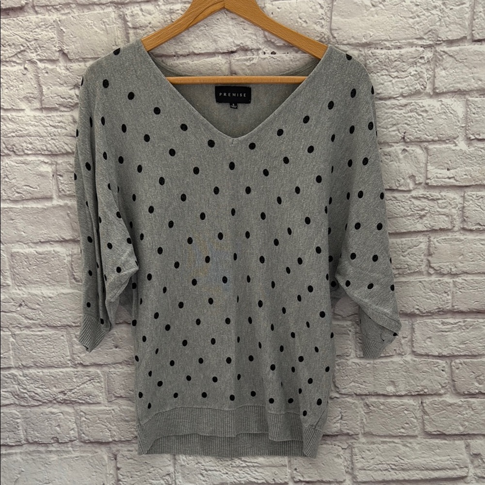 Premise Gray & black Polka Dot Sweater